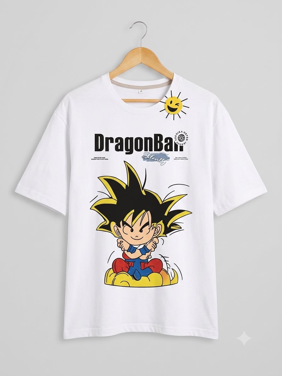 Oversized Anime-Inspired Graphic T-Shirt – White Casual Streetwear