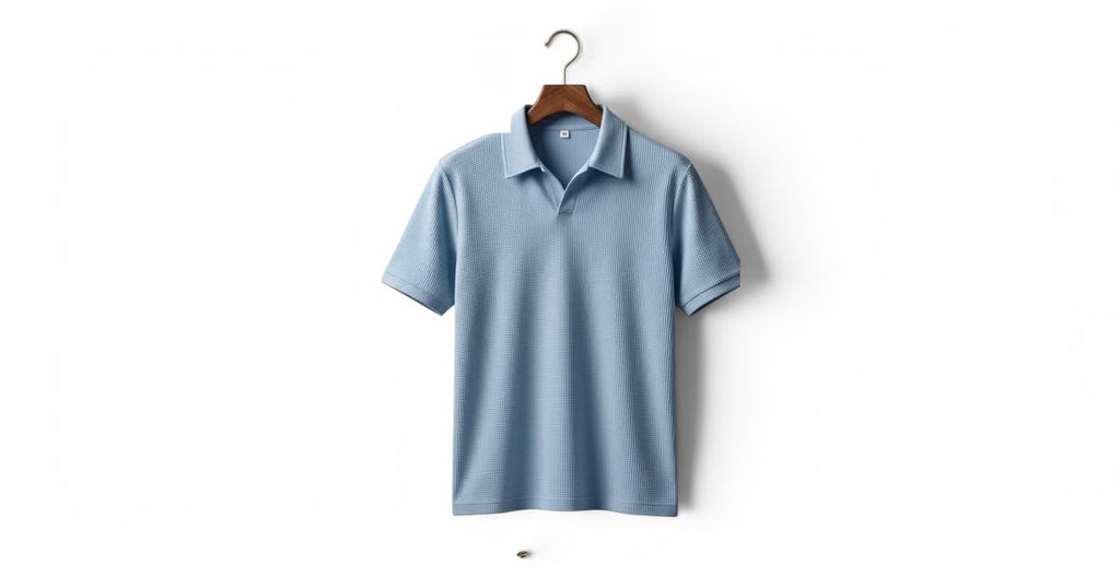 Premium Textured Knit Polo T-Shirt for Men – Light Blue Smart Casual Polo