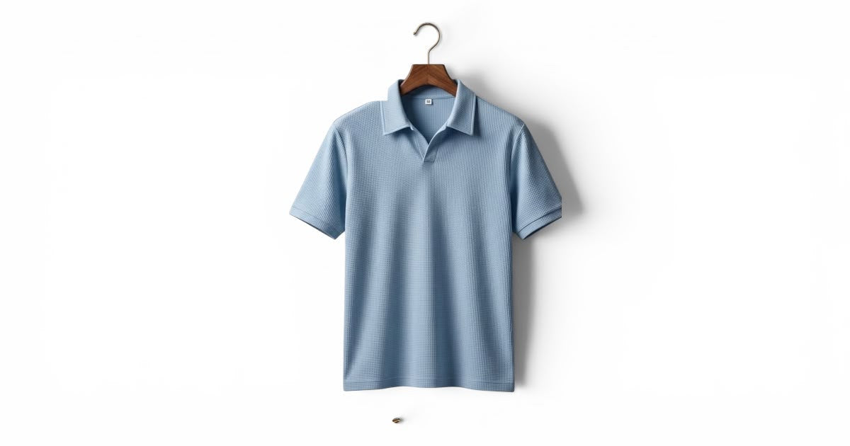 Premium Textured Knit Polo T-Shirt for Men – Light Blue Smart Casual Polo